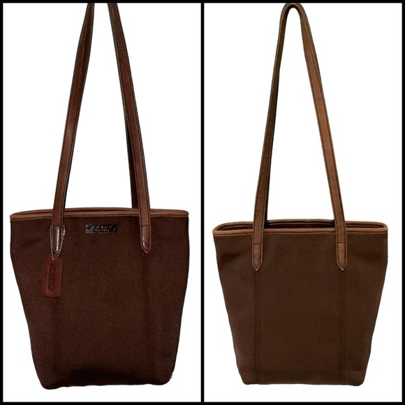 Coach Vintage Neoprene And Leather Brown Tote Bag Purse With Hangtag - Picture 1 of 15